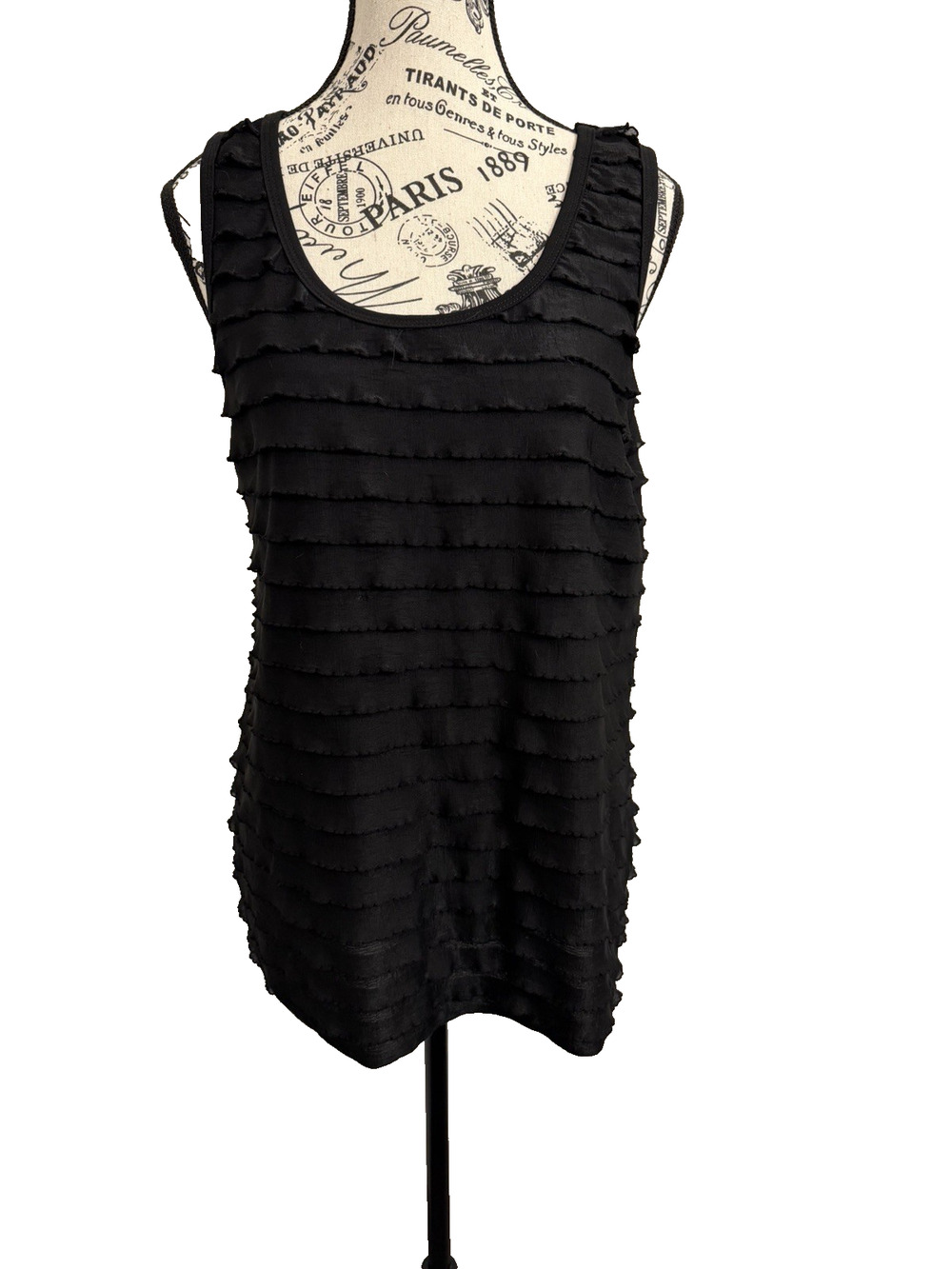 Travel Elements Women’s Tiered Ruffle Tank Top Size Medium Black